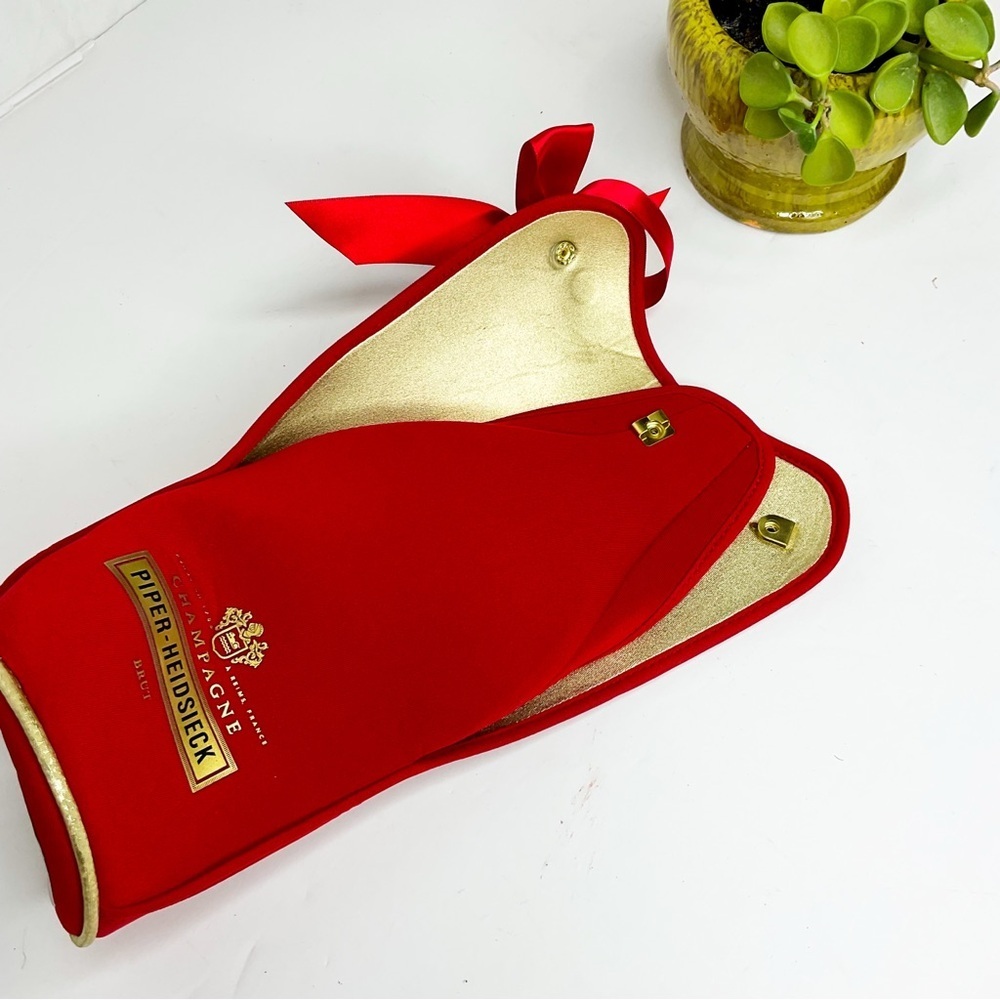 Piper Heidsieck Champagne Bottle Carrier Red Fabric Wine Tote France